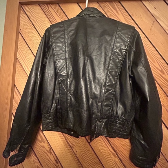 Avant Garage Black Leather Jacket Vintage Size 9/10 - Picture 3 of 4